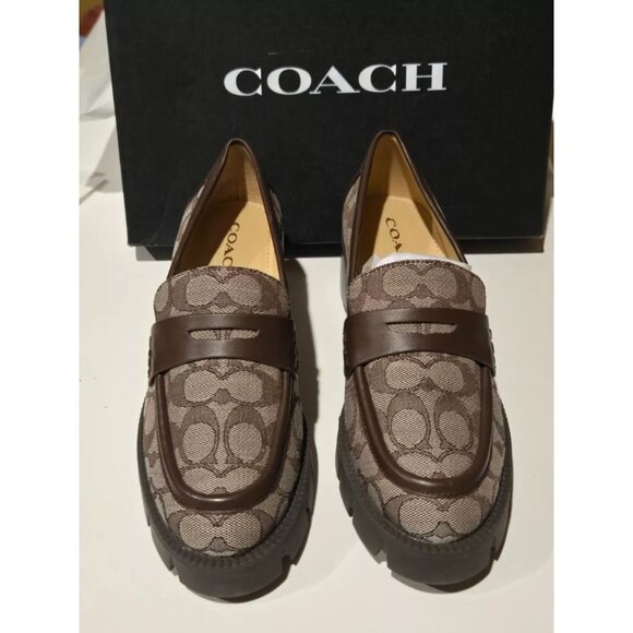 Womens Coach Cora Loafer Signature Logo Oak/Maple Jacquard 8.5 B (M) NEW NIB - Picture 8 of 8